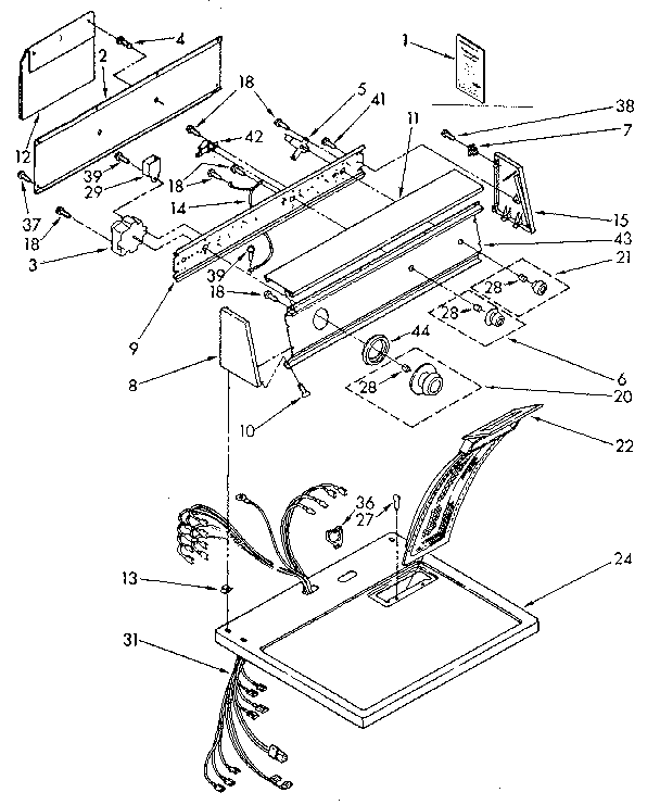 Kenmore 11087870800 top and console parts diagram