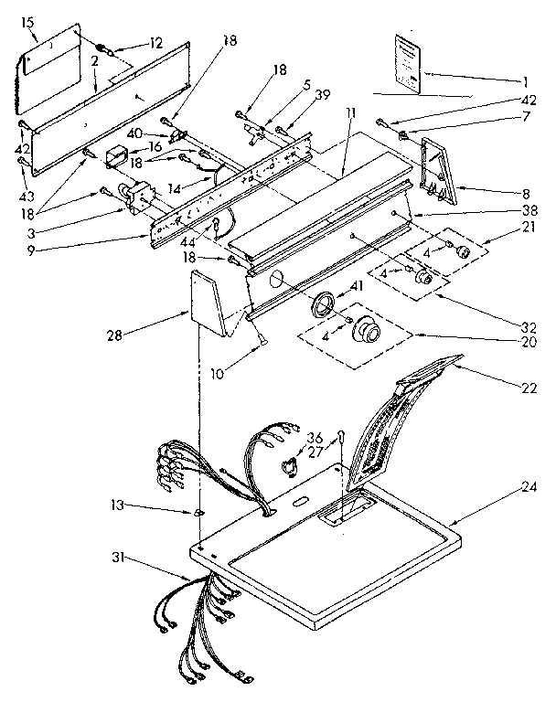 Kenmore Elite 11087872100 top and console parts diagram