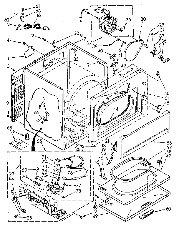 Kenmore Elite 11087872100 cabinet parts diagram