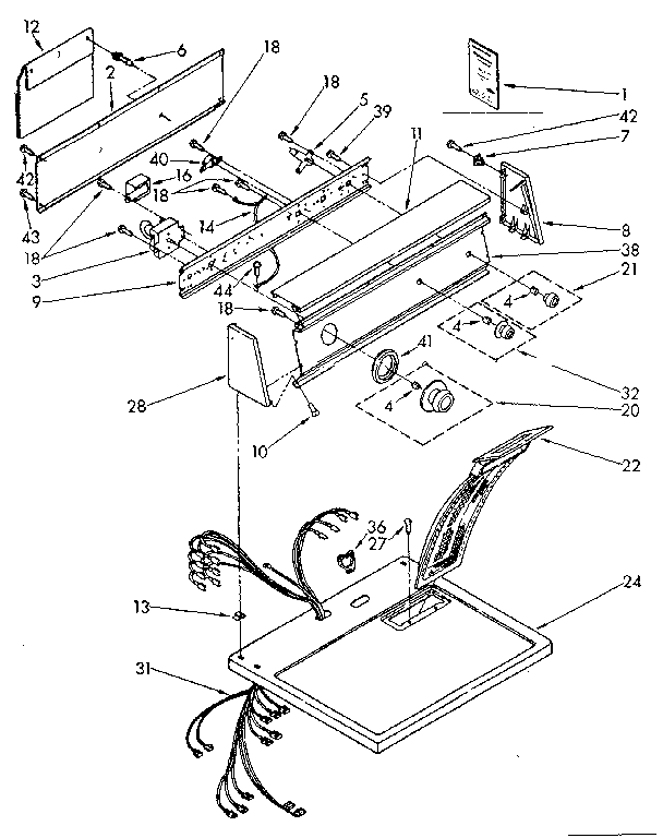 Kenmore 11087873800 top and console parts diagram