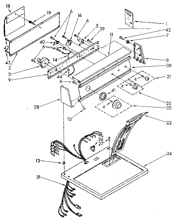 Kenmore 11087874600 top and console parts diagram