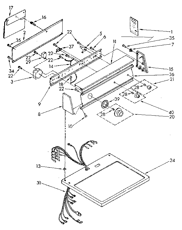 Kenmore 11087879300 top and console parts diagram