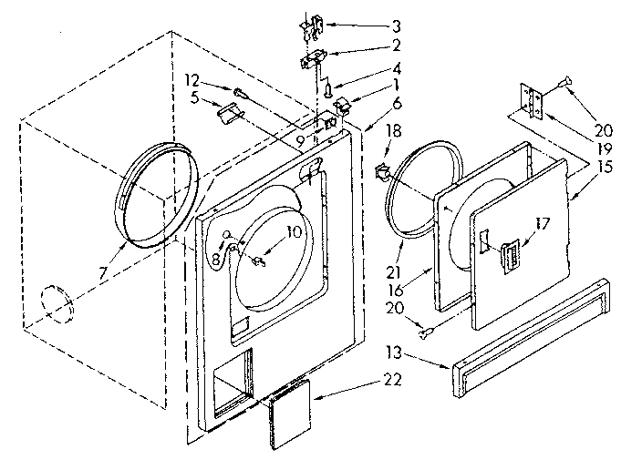 Kenmore 11087879300 front panel and door parts diagram