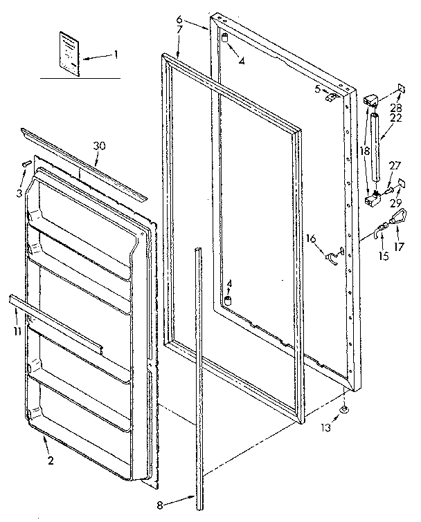 Kenmore 1068282381 door parts diagram