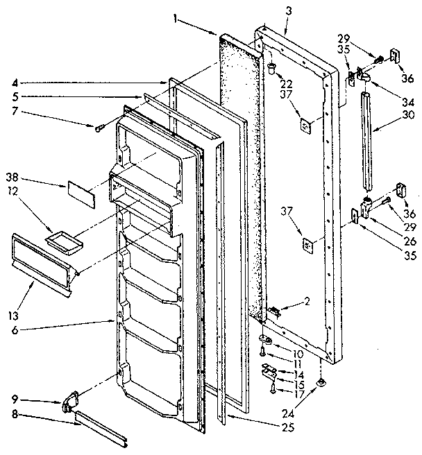 Kenmore 1068566713 refrigerator door parts diagram