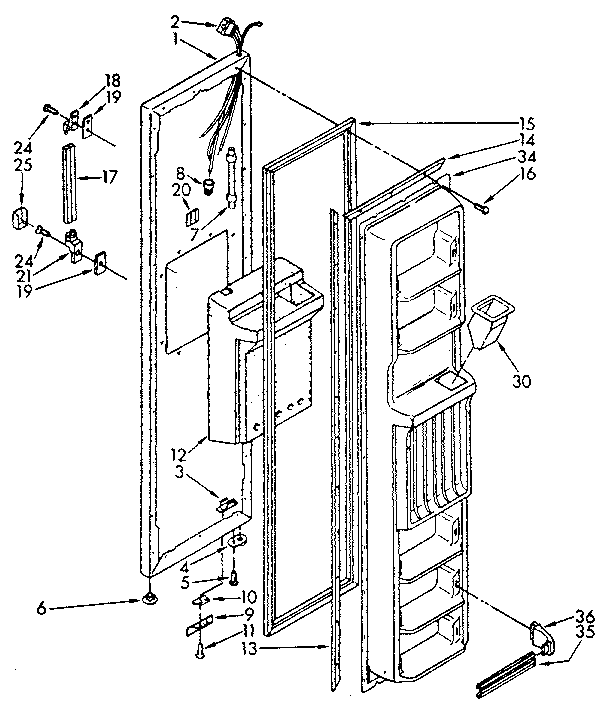 Kenmore 1068566713 freezer door parts diagram