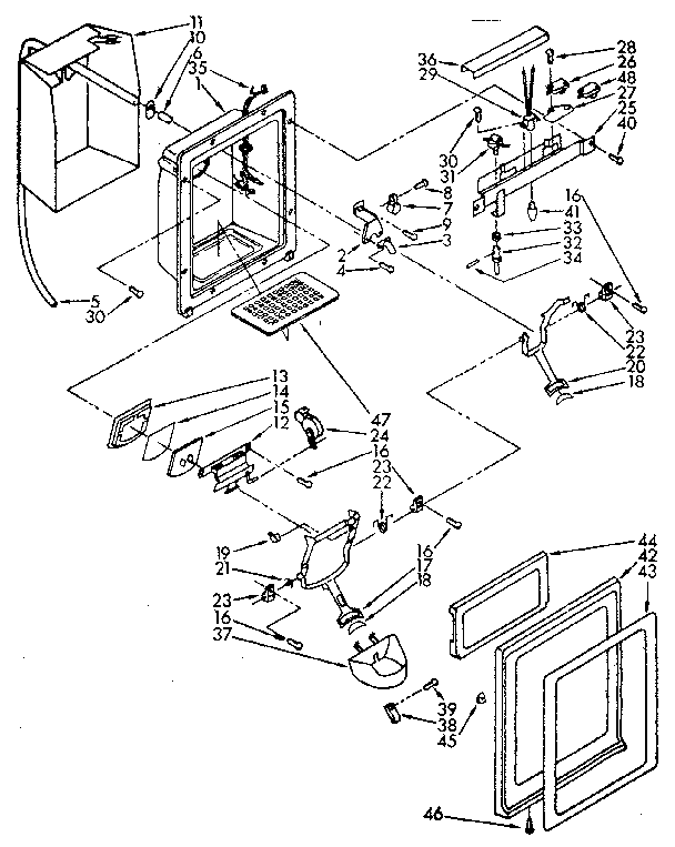 Kenmore 1068566713 dispenser front parts diagram