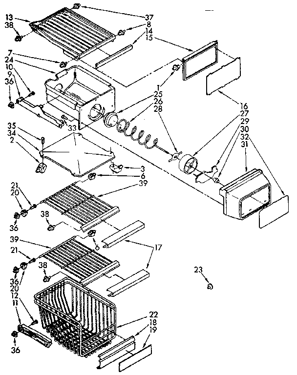 Kenmore 1068566713 freezer interior parts diagram