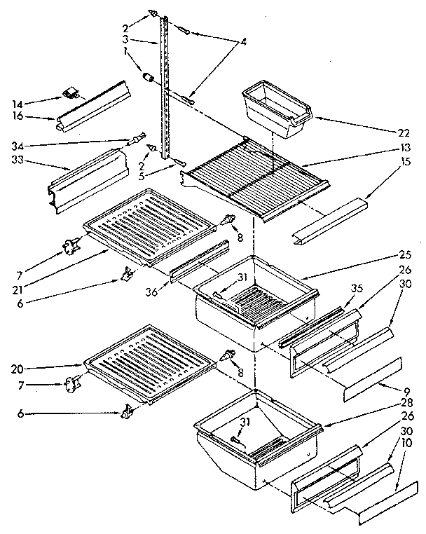 Kenmore 1068566713 refrigerator interior parts diagram