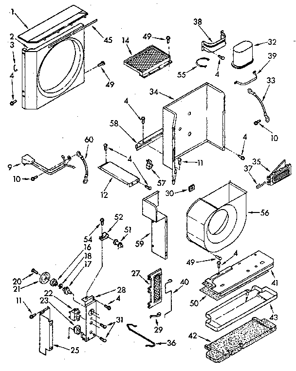 Kenmore 1067791490 air flow and control parts diagram