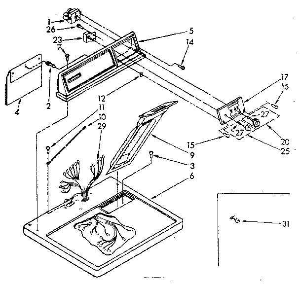 Kenmore 11087850500 top and console parts diagram