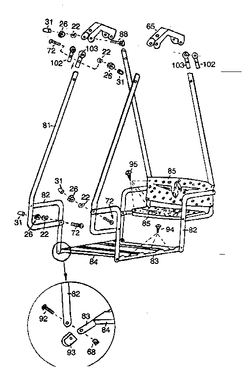 Sears 786725831 lawn swing assembly diagram