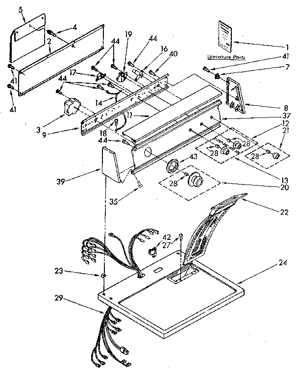 Kenmore 11087878700 top and console parts diagram