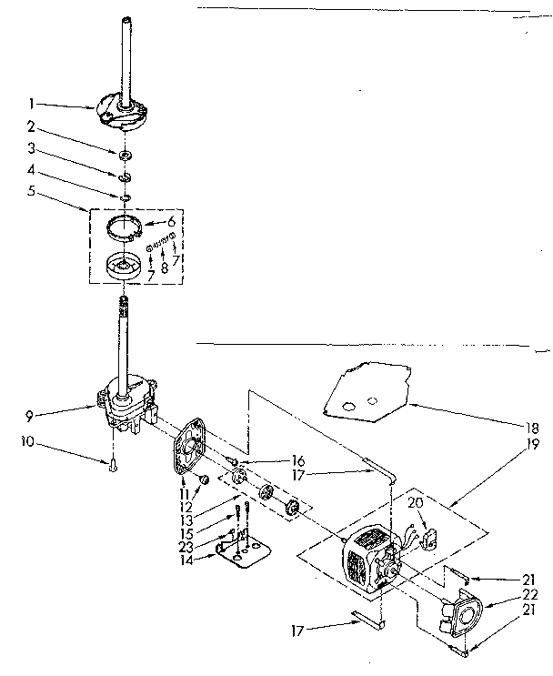 Kenmore 11082403110 brake, clutch, gearcase, motor and pump parts diagram