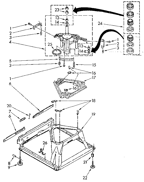 Kenmore 11082403110 machine base parts diagram