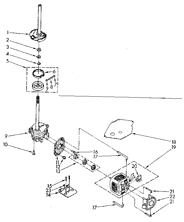 Kenmore 11082405810 brake, clutch, gearcase, motor and pump parts diagram