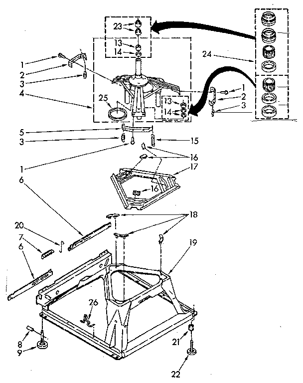 Kenmore 11082405810 machine base parts diagram