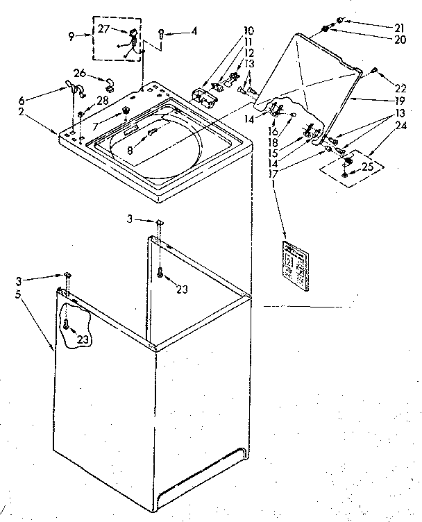 Kenmore 11082680610 top and cabinet parts diagram