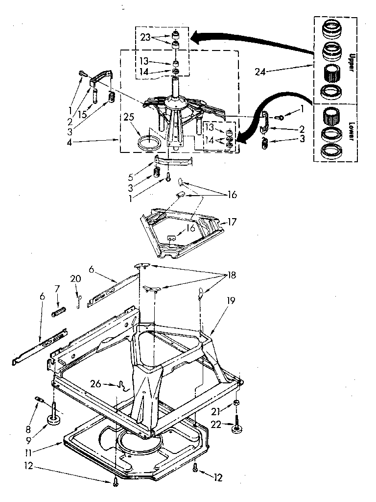 Kenmore 11082680610 machine base parts diagram