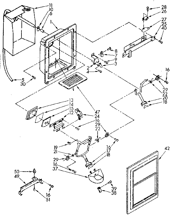 Kenmore 1068576934 dispenser front parts diagram
