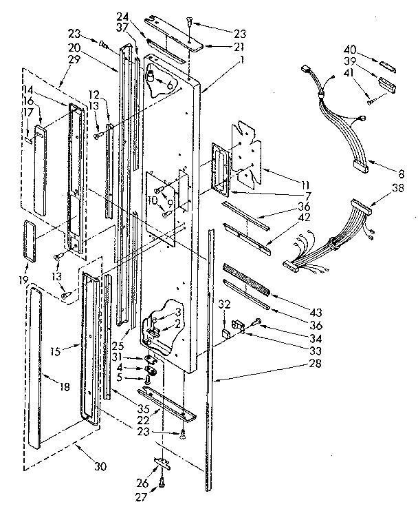 Kenmore 1068576934 freezer exterior door panel parts diagram