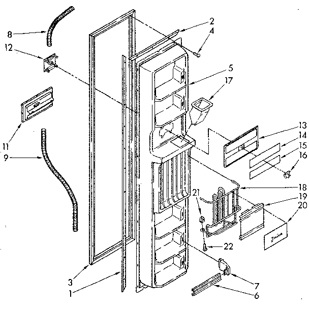 Kenmore 1068576934 freezer interior door panel parts diagram