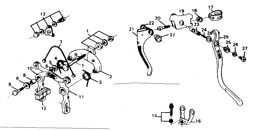 Sears 50247553 center pull caliper brake diagram