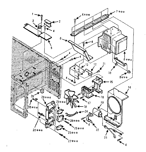 Kenmore 5658821380 switches and microwave parts diagram