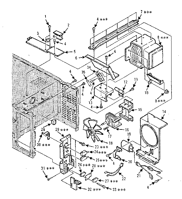 Kenmore 5658821780 switches and microwave parts diagram