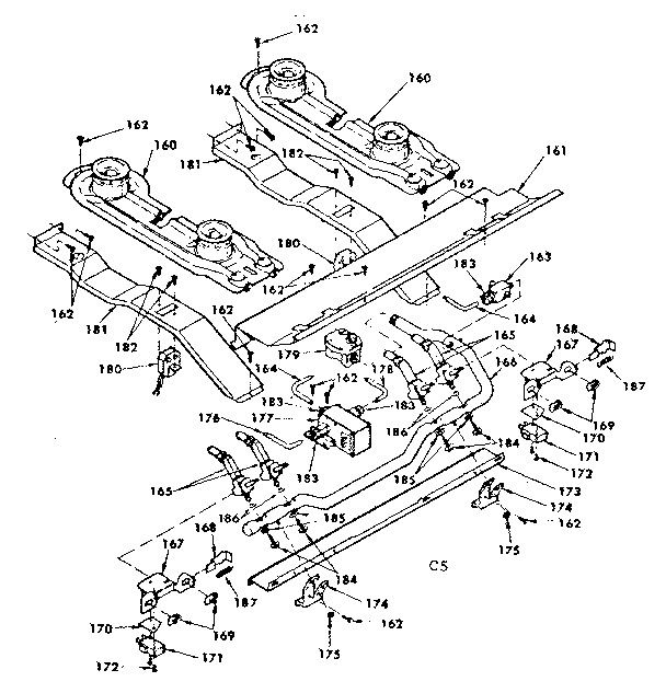 Kenmore 6283567816 top burners assembly diagram