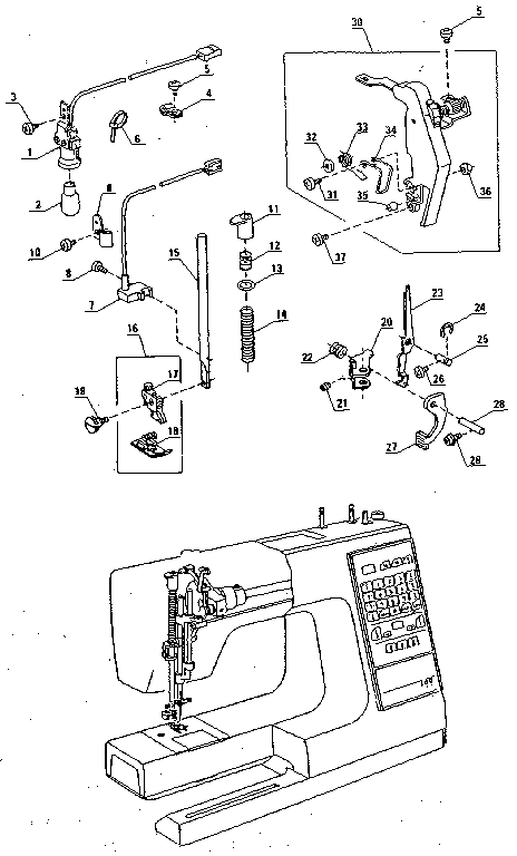 Kenmore 3851960180 presser bar assembly diagram