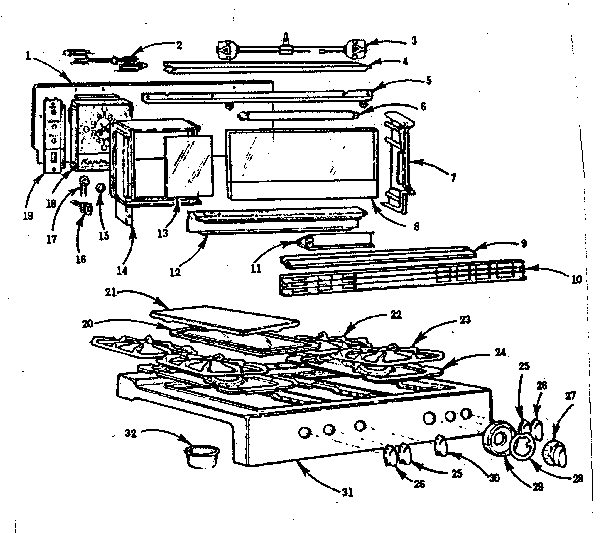 Kenmore 103730610 backguard and main top diagram
