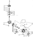 Kenmore 11081810100 brake clutch, gearcase, motor and pump parts diagram