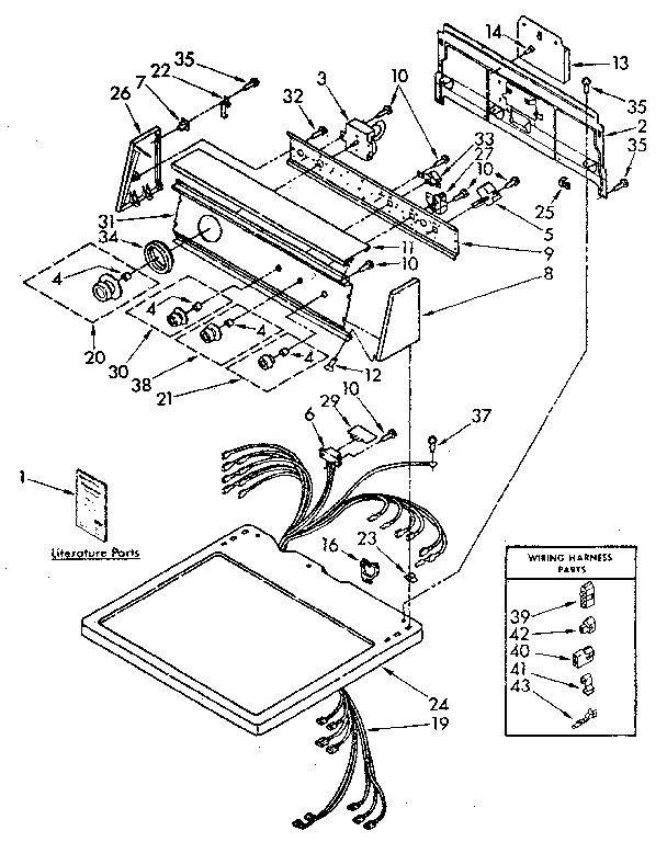 Kenmore 11087884300 top and console parts diagram