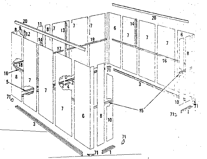 Sears 69668892 floor frame and wall assembly diagram