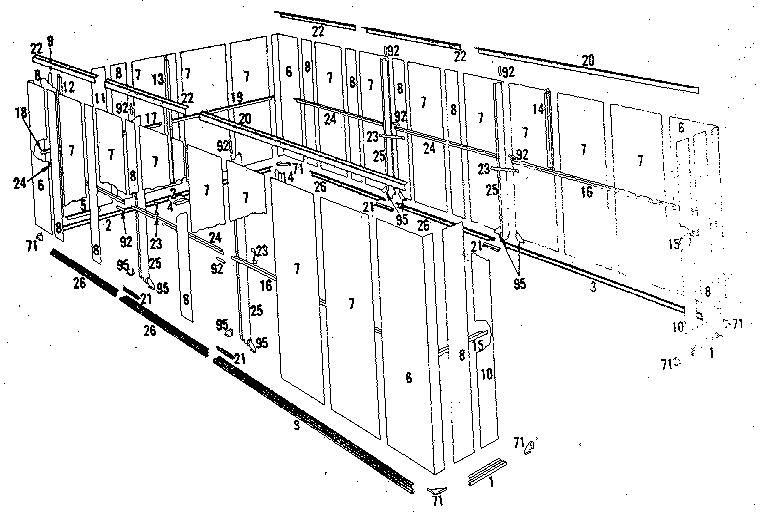 Sears 69668895 floor frame and wall assembly diagram