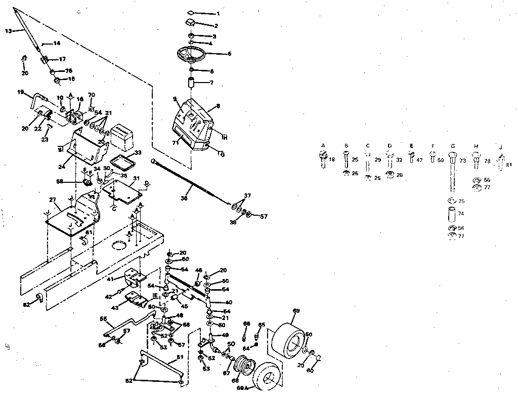 Craftsman 917254320-1987 steering assembly diagram