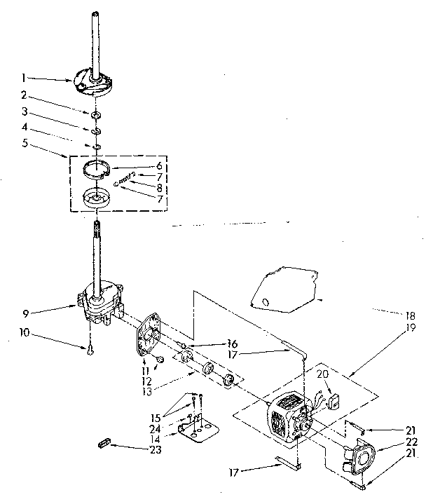 Kenmore 11082467310 brake, clutch, gearcase, motor and pump parts diagram