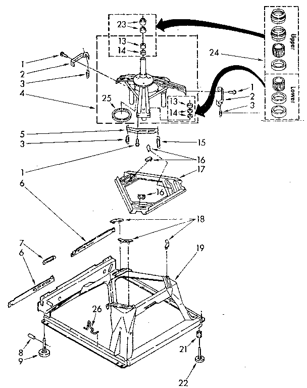Kenmore 11082467310 machine base parts diagram
