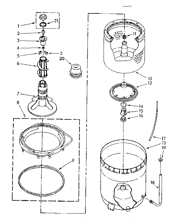 Kenmore 11082683730 agitator, basket and tub parts diagram
