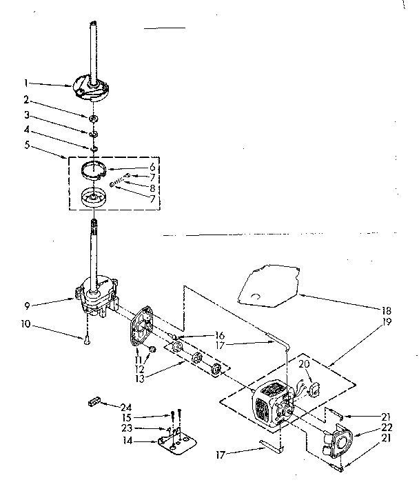 Kenmore 11082683730 brake, clutch, gearcase, motor and pump parts diagram
