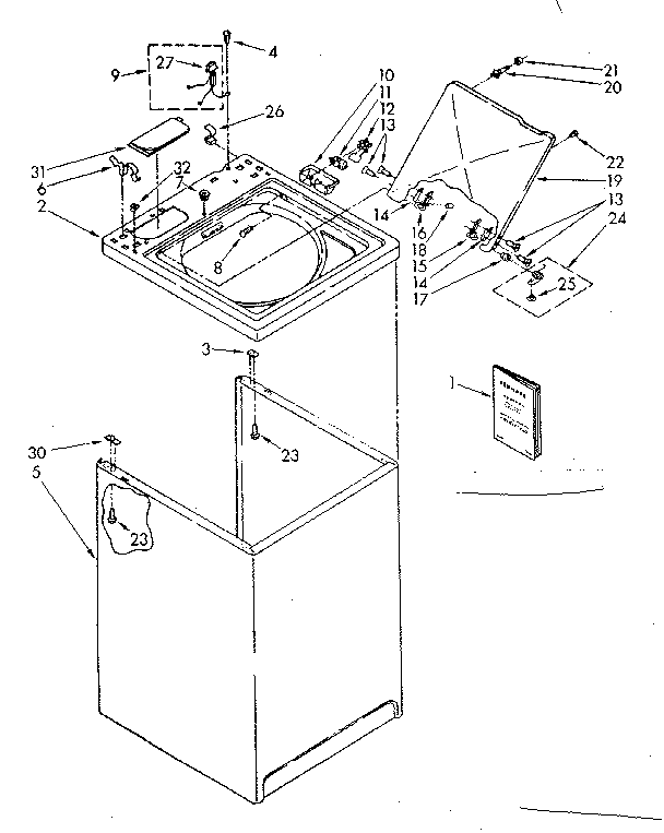 Kenmore 11082692640 top and cabinet parts diagram