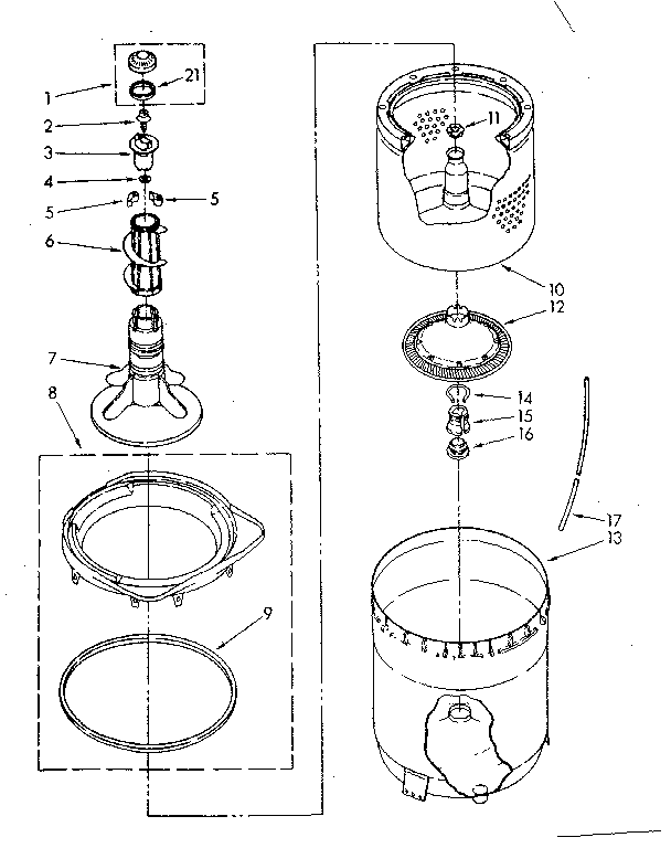 Kenmore 11082692640 agitator, basket and tub parts diagram