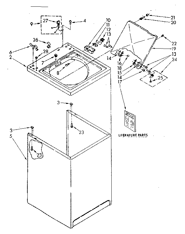 Kenmore 11082870300 top and cabinet parts diagram
