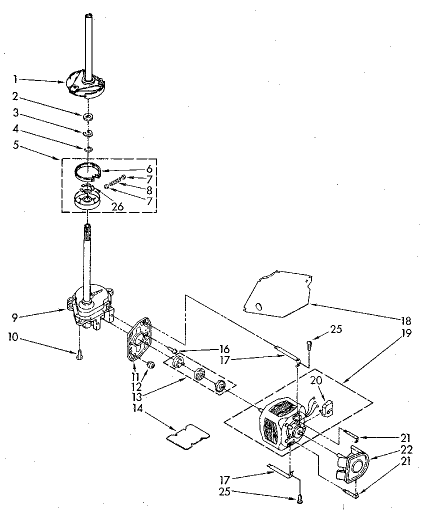 Kenmore 11082870300 brake, clutch, gearcase, motor and pump parts diagram