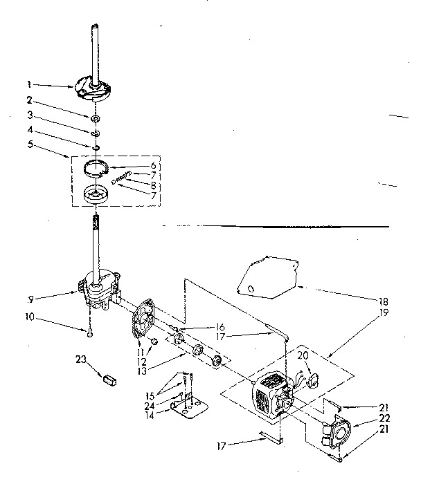 Kenmore 11082872300 brake, clutch, gearcase, motor and pump parts diagram