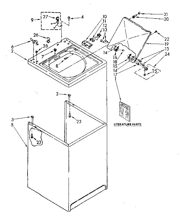 Kenmore 11082880700 top and cabinet parts diagram
