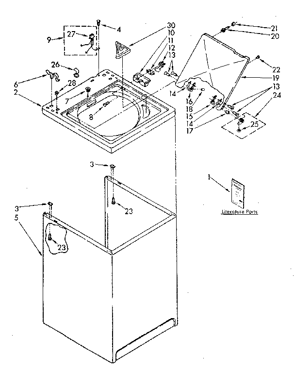 Kenmore 11082883600 top and cabinet parts diagram