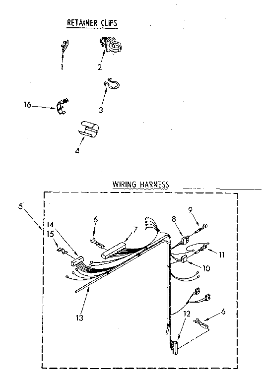 Kenmore 11082883600 wiring harness parts diagram