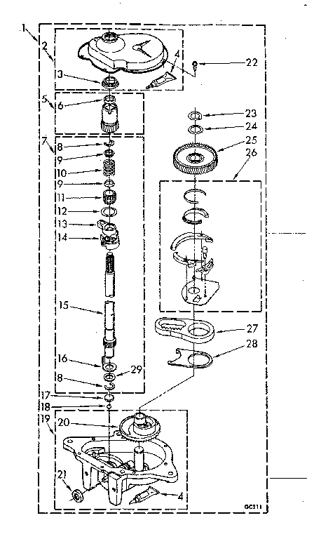 Kenmore 11082883600 gearcase parts diagram